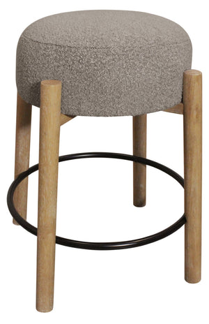 HomeRoots Set of Two Stylish Gray and Natural Wood Backless Bar Stools for Modern Kitchen & Dining Spaces 612091