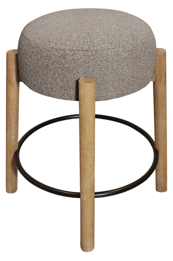 HomeRoots Set of Two Stylish Gray and Natural Wood Backless Bar Stools for Modern Kitchen & Dining Spaces 612091