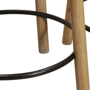 HomeRoots Set of Two Stylish Gray and Natural Wood Backless Bar Stools for Modern Kitchen & Dining Spaces 612091