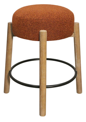HomeRoots Set of Two Backless Bar Chairs with Rust Fabric Seat and Natural Wood Base for Stylish Comfort 612092