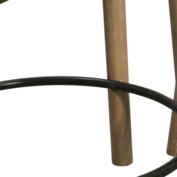 HomeRoots Set of Two Backless Bar Chairs with Rust Fabric Seat and Natural Wood Base for Stylish Comfort 612092