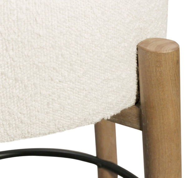 HomeRoots Set of Two Backless Ivory Fabric Bar Stools with Solid Wood Frame - Stylish Counter Height Seating 612093