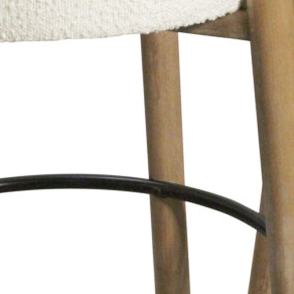 HomeRoots Set of Two Backless Ivory Fabric Bar Stools with Solid Wood Frame - Stylish Counter Height Seating 612093