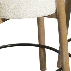 HomeRoots Set of Two Backless Ivory Fabric Bar Stools with Solid Wood Frame - Stylish Counter Height Seating 612093