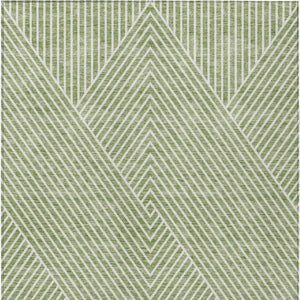 Homeroots 3' X 5' Stylish Geometric Washable Area Rug For Indoor And Outdoor Spaces - Durable & Versatile Design Sage Polyester 612094