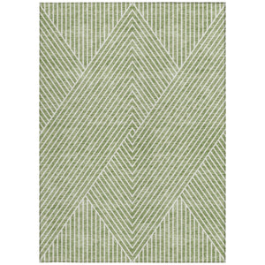 Homeroots 3' X 5' Stylish Geometric Washable Area Rug For Indoor And Outdoor Spaces - Durable & Versatile Design Sage Polyester 612095