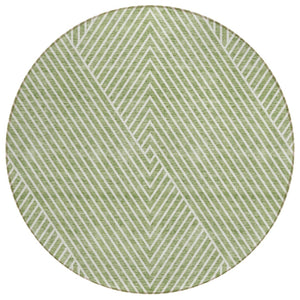HomeRoots 5' Geometric Sage and Ivory Area Rug - Durable, Washable Design for Indoor and Outdoor Spaces 8' Round 612096
