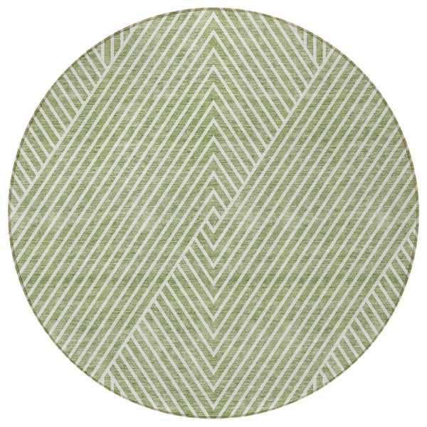 Homeroots 3' X 5' Stylish Geometric Washable Area Rug For Indoor And Outdoor Spaces - Durable & Versatile Design Sage Polyester 612096