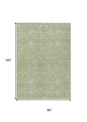 Homeroots 3' X 5' Stylish Geometric Washable Area Rug For Indoor And Outdoor Spaces - Durable & Versatile Design Sage Polyester 612097