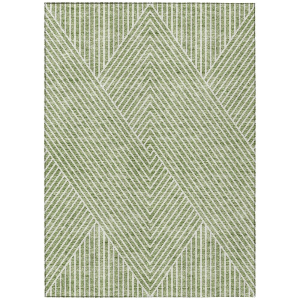 HomeRoots 5' Geometric Sage and Ivory Area Rug - Durable, Washable Design for Indoor and Outdoor Spaces 8' X 10' 612097
