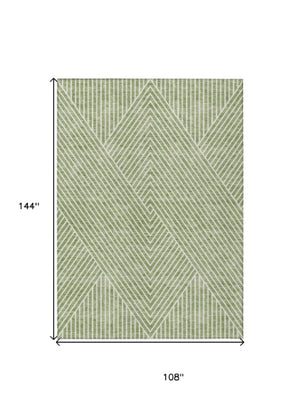 Homeroots 3' X 5' Stylish Geometric Washable Area Rug For Indoor And Outdoor Spaces - Durable & Versatile Design Sage Polyester 612098