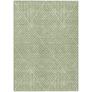 HomeRoots 5' Geometric Sage and Ivory Area Rug - Durable, Washable Design for Indoor and Outdoor Spaces 9' X 12' 612098