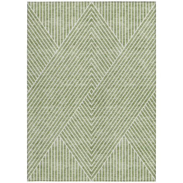 Homeroots 3' X 5' Stylish Geometric Washable Area Rug For Indoor And Outdoor Spaces - Durable & Versatile Design Sage Polyester 612098