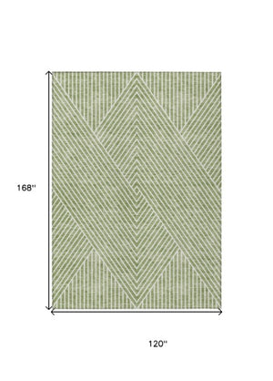 Homeroots 3' X 5' Stylish Geometric Washable Area Rug For Indoor And Outdoor Spaces - Durable & Versatile Design Sage Polyester 612099