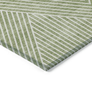 Homeroots 3' X 5' Stylish Geometric Washable Area Rug For Indoor And Outdoor Spaces - Durable & Versatile Design Sage Polyester 612099