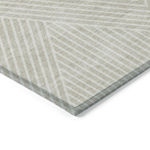 Homeroots 3' X 5' Stylish Geometric Washable Area Rug For Indoor And Outdoor Spaces - Durable & Versatile Design Beige Polyester 612100