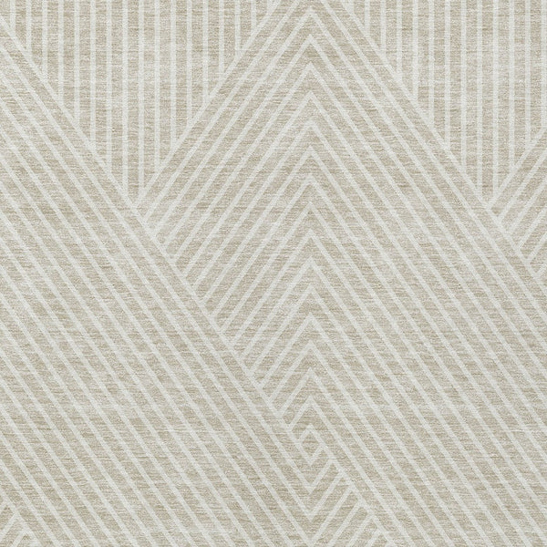 Homeroots 3' X 5' Stylish Geometric Washable Area Rug For Indoor And Outdoor Spaces - Durable & Versatile Design Beige Polyester 612100