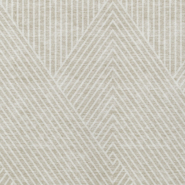 Homeroots 3' X 5' Stylish Geometric Washable Area Rug For Indoor And Outdoor Spaces - Durable & Versatile Design Beige Polyester 612101