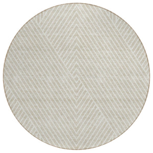 HomeRoots 5' Modern Beige and Ivory Geometric Area Rug - Durable, Washable Design for Indoor or Outdoor Use 8' Round 612102