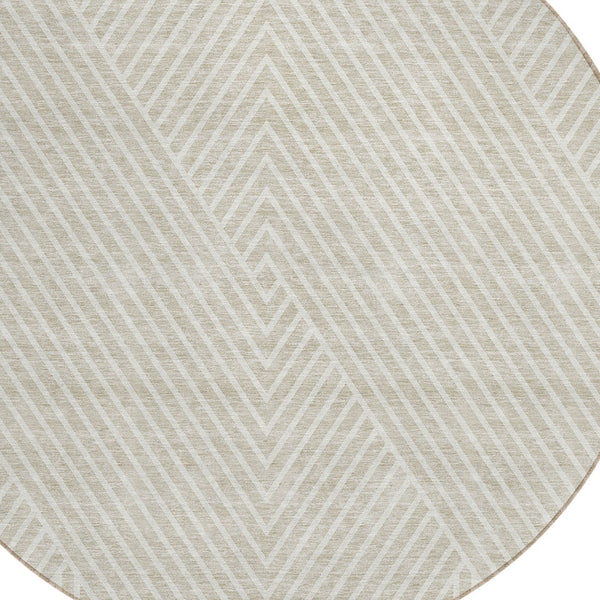 Homeroots 3' X 5' Stylish Geometric Washable Area Rug For Indoor And Outdoor Spaces - Durable & Versatile Design Beige Polyester 612102