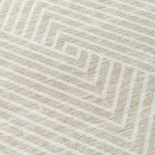 Homeroots 3' X 5' Stylish Geometric Washable Area Rug For Indoor And Outdoor Spaces - Durable & Versatile Design Beige Polyester 612102