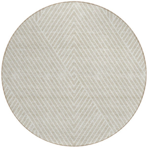 Homeroots 3' X 5' Stylish Geometric Washable Area Rug For Indoor And Outdoor Spaces - Durable & Versatile Design Beige Polyester 612102
