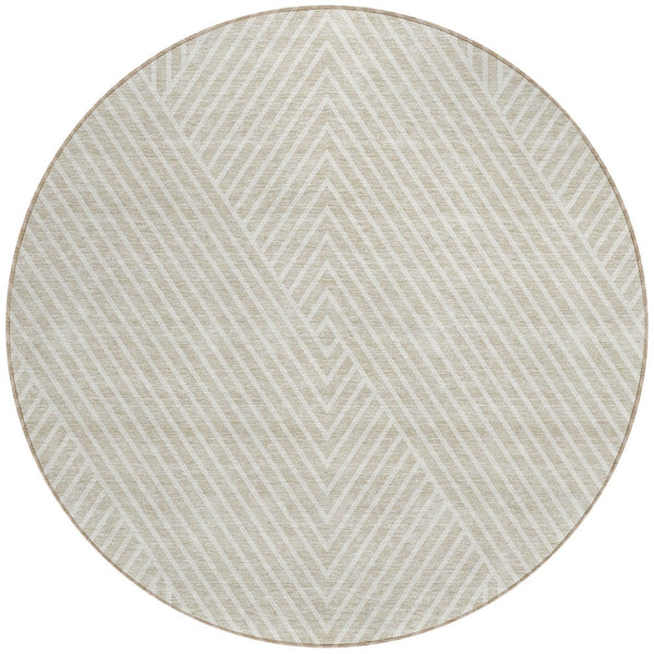 Homeroots 3' X 5' Stylish Geometric Washable Area Rug For Indoor And Outdoor Spaces - Durable & Versatile Design Beige Polyester 612102