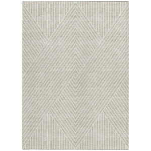 Homeroots 3' X 5' Stylish Geometric Washable Area Rug For Indoor And Outdoor Spaces - Durable & Versatile Design Beige Polyester 612103