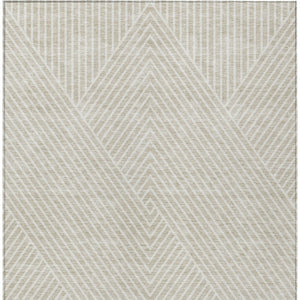 Homeroots 3' X 5' Stylish Geometric Washable Area Rug For Indoor And Outdoor Spaces - Durable & Versatile Design Beige Polyester 612103
