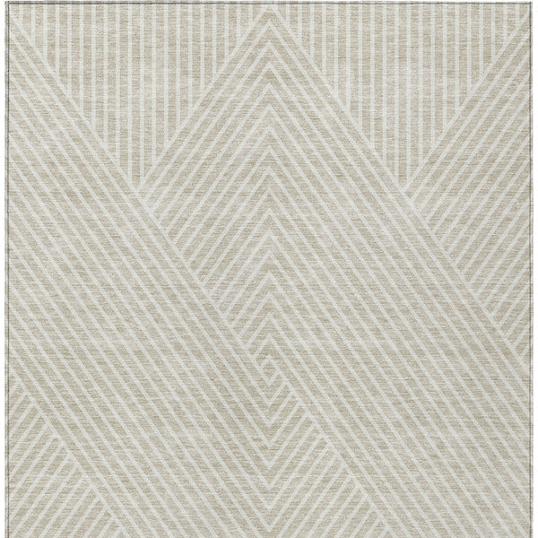 Homeroots 3' X 5' Stylish Geometric Washable Area Rug For Indoor And Outdoor Spaces - Durable & Versatile Design Beige Polyester 612103
