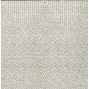 Homeroots 3' X 5' Stylish Geometric Washable Area Rug For Indoor And Outdoor Spaces - Durable & Versatile Design Beige Polyester 612104
