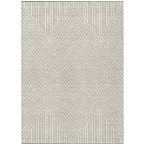 HomeRoots 5' Modern Beige and Ivory Geometric Area Rug - Durable, Washable Design for Indoor or Outdoor Use 9' X 12' 612104