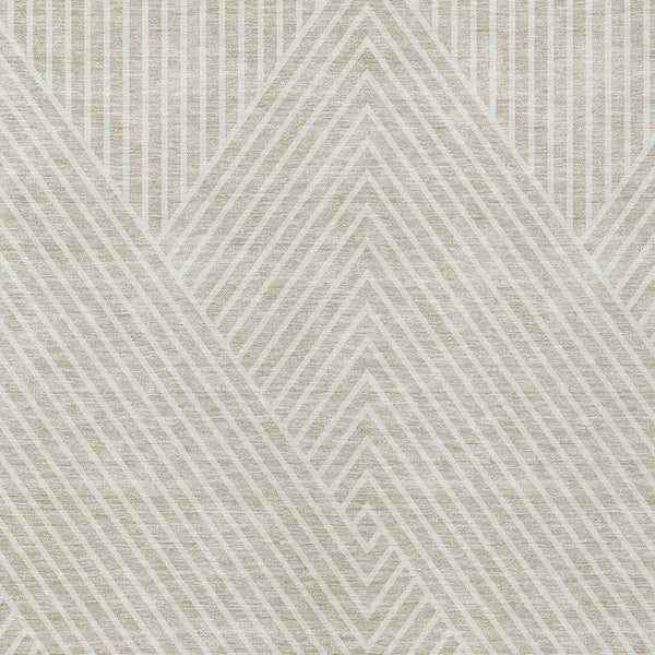 Homeroots 3' X 5' Stylish Geometric Washable Area Rug For Indoor And Outdoor Spaces - Durable & Versatile Design Beige Polyester 612104