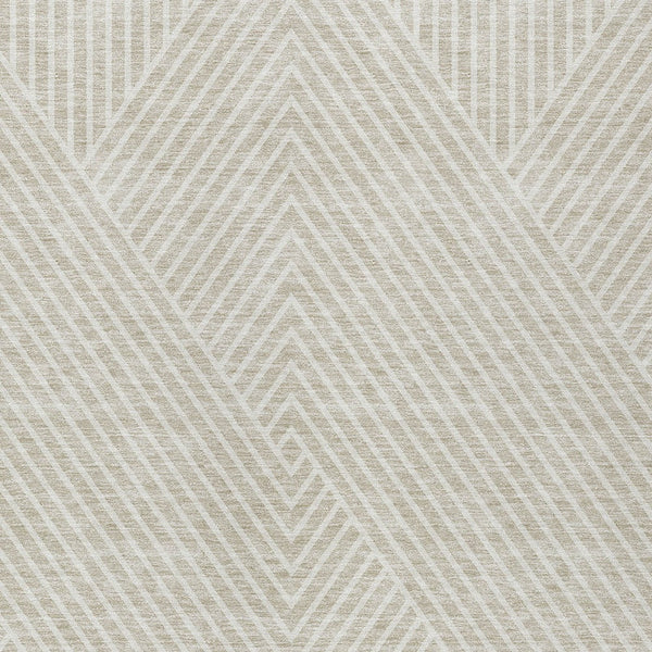 Homeroots 3' X 5' Stylish Geometric Washable Area Rug For Indoor And Outdoor Spaces - Durable & Versatile Design Beige Polyester 612105