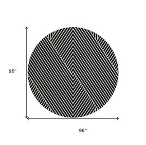 Homeroots 3' X 5' Stylish Geometric Washable Area Rug For Indoor And Outdoor Spaces - Durable & Versatile Design Black Polyester 612108