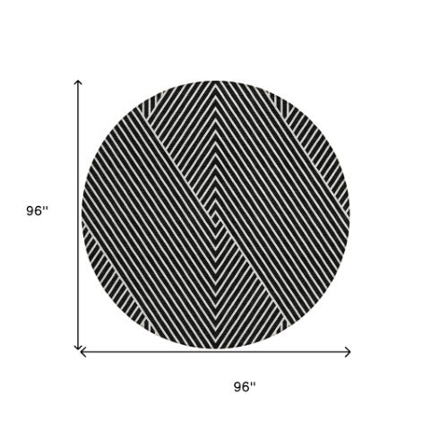 Homeroots 3' X 5' Stylish Geometric Washable Area Rug For Indoor And Outdoor Spaces - Durable & Versatile Design Black Polyester 612108