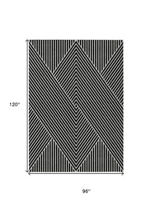 Homeroots 3' X 5' Stylish Geometric Washable Area Rug For Indoor And Outdoor Spaces - Durable & Versatile Design Black Polyester 612109