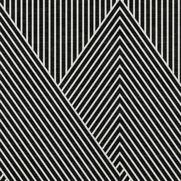 Homeroots 3' X 5' Stylish Geometric Washable Area Rug For Indoor And Outdoor Spaces - Durable & Versatile Design Black Polyester 612111