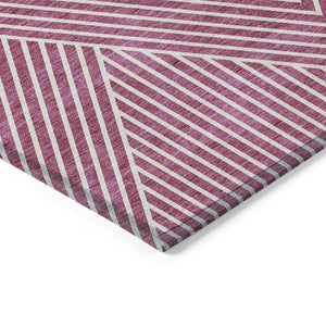 Homeroots 3' X 5' Stylish Geometric Washable Area Rug For Indoor And Outdoor Spaces - Durable & Versatile Design Blush Polyester 612113