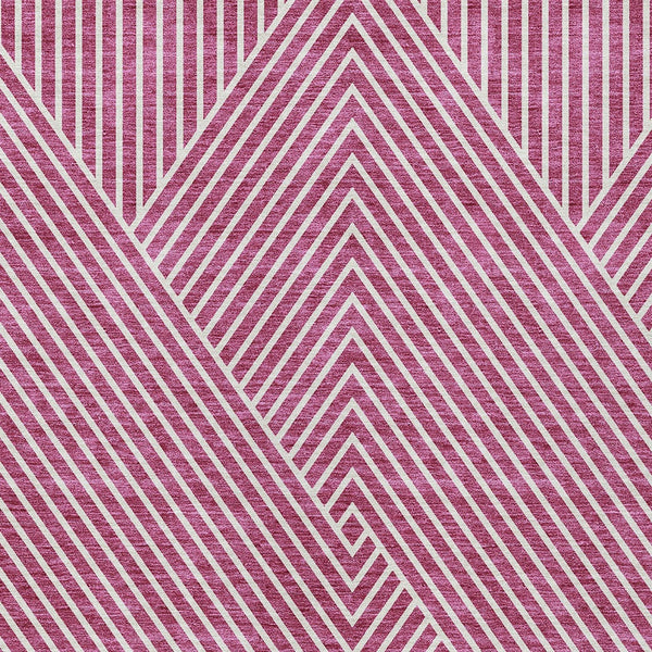 Homeroots 3' X 5' Stylish Geometric Washable Area Rug For Indoor And Outdoor Spaces - Durable & Versatile Design Blush Polyester 612113