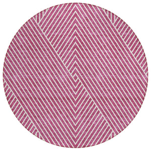 HomeRoots 5' Blush and Ivory Geometric Area Rug - Stylish, Washable Indoor/Outdoor Design for Modern Spaces 8' Round 612114