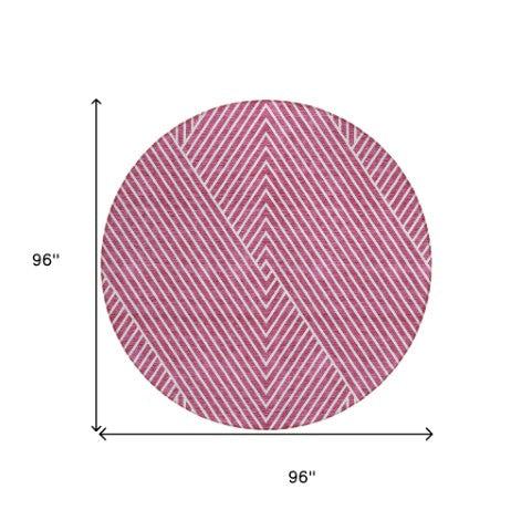 Homeroots 3' X 5' Stylish Geometric Washable Area Rug For Indoor And Outdoor Spaces - Durable & Versatile Design Blush Polyester 612114