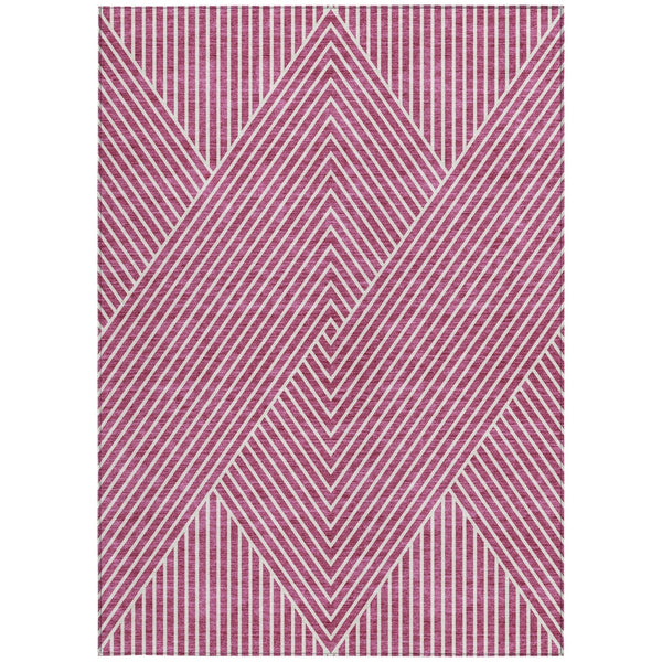 Homeroots 3' X 5' Stylish Geometric Washable Area Rug For Indoor And Outdoor Spaces - Durable & Versatile Design Blush Polyester 612115