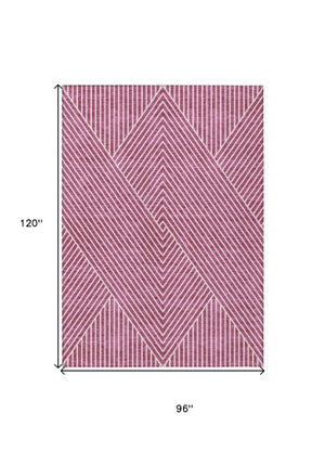 Homeroots 3' X 5' Stylish Geometric Washable Area Rug For Indoor And Outdoor Spaces - Durable & Versatile Design Blush Polyester 612115