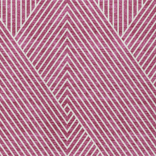 Homeroots 3' X 5' Stylish Geometric Washable Area Rug For Indoor And Outdoor Spaces - Durable & Versatile Design Blush Polyester 612115