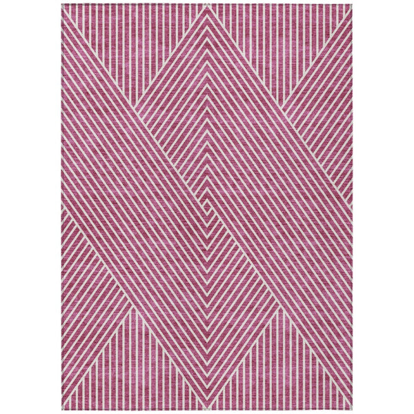 HomeRoots 5' Blush and Ivory Geometric Area Rug - Stylish, Washable Indoor/Outdoor Design for Modern Spaces 9' X 12' 612116