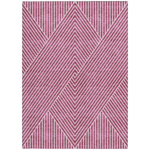 Homeroots 3' X 5' Stylish Geometric Washable Area Rug For Indoor And Outdoor Spaces - Durable & Versatile Design Blush Polyester 612117