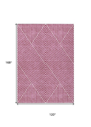 Homeroots 3' X 5' Stylish Geometric Washable Area Rug For Indoor And Outdoor Spaces - Durable & Versatile Design Blush Polyester 612117