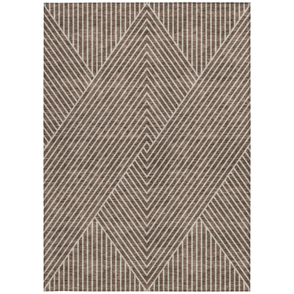Homeroots 3' X 5' Stylish Geometric Washable Area Rug For Indoor And Outdoor Spaces - Durable & Versatile Design Brown Polyester 612118