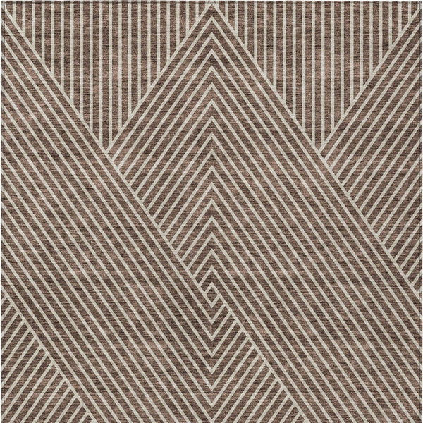 Homeroots 3' X 5' Stylish Geometric Washable Area Rug For Indoor And Outdoor Spaces - Durable & Versatile Design Brown Polyester 612119